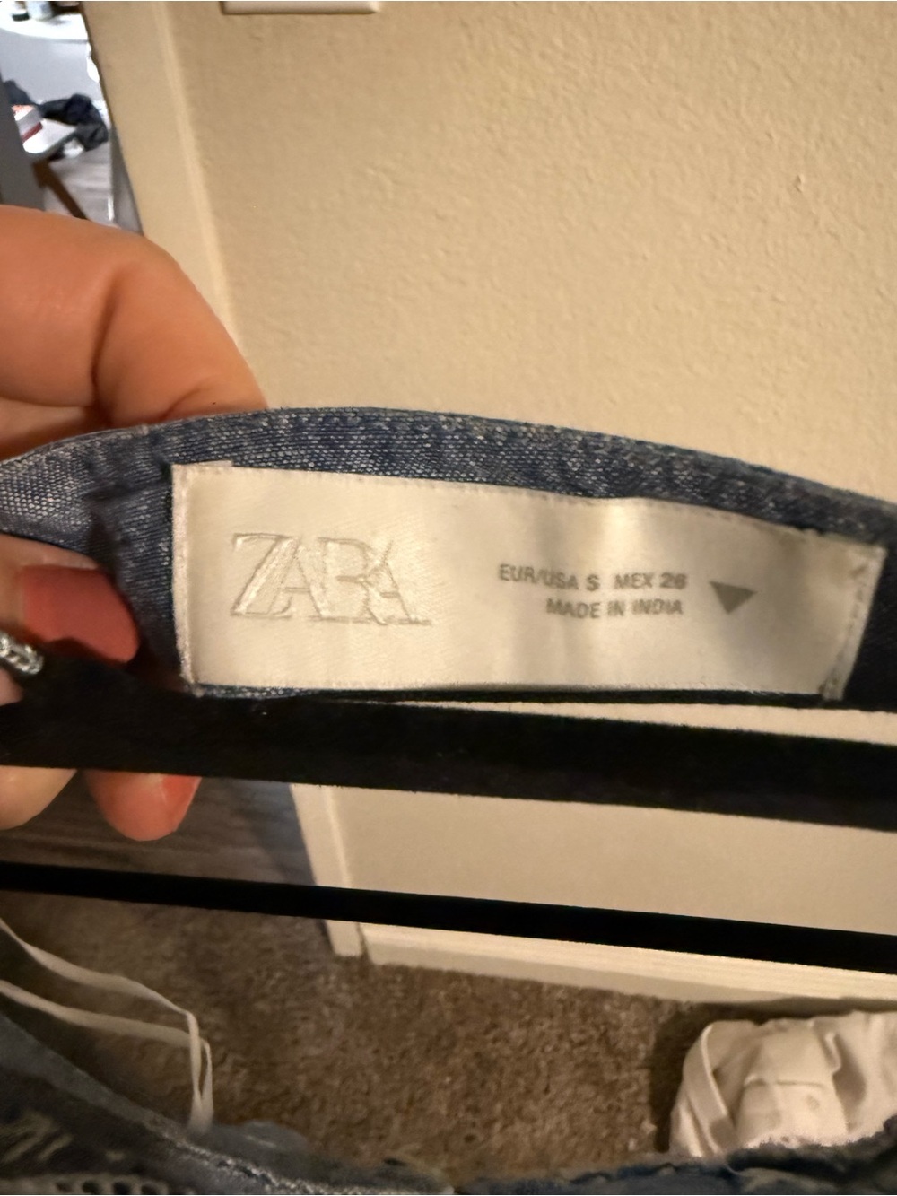 Zara Denim-Look Embroidered Top - Picture 5 of 6